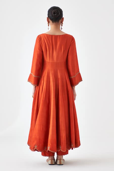 Buy Janki India Orange Silk, Organza Embroidery Square Neck Anarkali Set Online at Aza Fashions Buy_Janki India_Orange Silk, Organza Embroidery Square Neck Anarkali Set _Online_at_Aza_Fashions