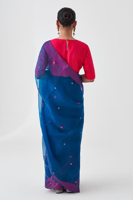 Janki India Blue Organza Silk Classic Saree  