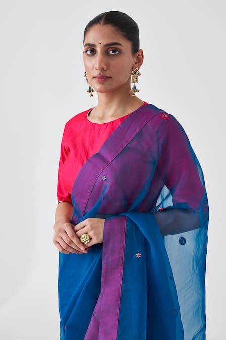 Buy Janki India Blue Organza, Silk Embroidery Classic Saree Online at Aza Fashions Buy_Janki India_Blue Organza, Silk Embroidery Classic Saree _Online_at_Aza_Fashions