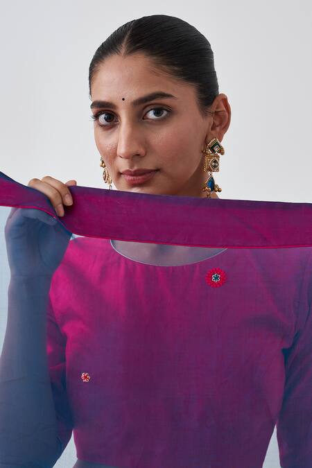 Shop Janki India Blue Organza, Silk Embroidery Classic Saree Online at Aza Fashions Shop_Janki India_Blue Organza, Silk Embroidery Classic Saree _Online_at_Aza_Fashions