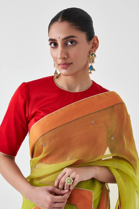 Buy Janki India Green Organza, Silk Embroidery, Sequins Lime Classic Saree Online at Aza Fashions Buy_Janki India_Green Organza, Silk Embroidery, Sequins Lime Classic Saree _Online_at_Aza_Fashions