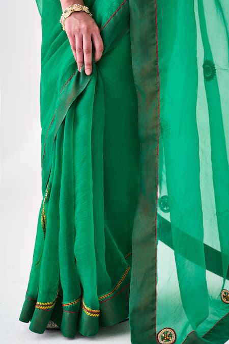 Janki India Green Organza, Silk Classic Saree Online at Aza Fashions Janki India_Green Organza, Silk Classic Saree _Online_at_Aza_Fashions