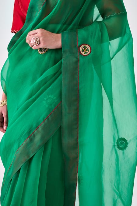 Janki India Green Organza, Silk Classic Saree at Aza Fashions Janki India_Green Organza, Silk Classic Saree _at_Aza_Fashions