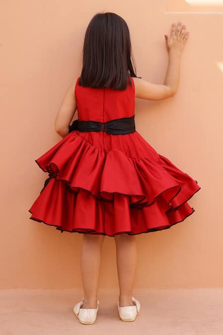 Janyas Closet Tiered Ruffle Dress With Bow 