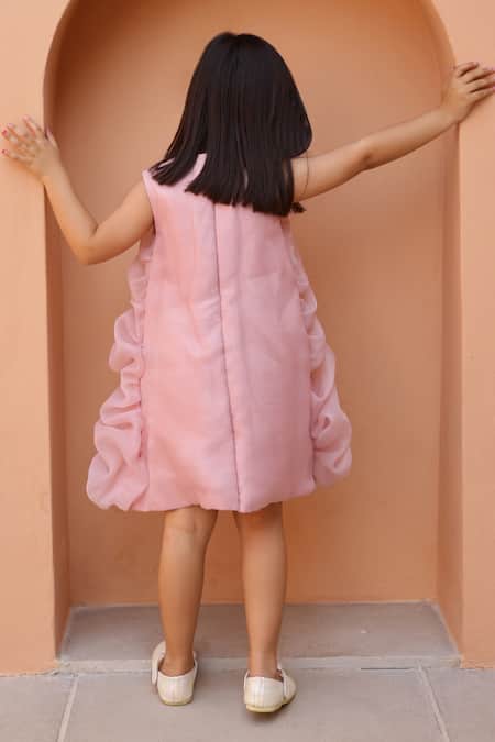 Janyas Closet Mauve Pink Celestial Tuck Ruffle Dress 