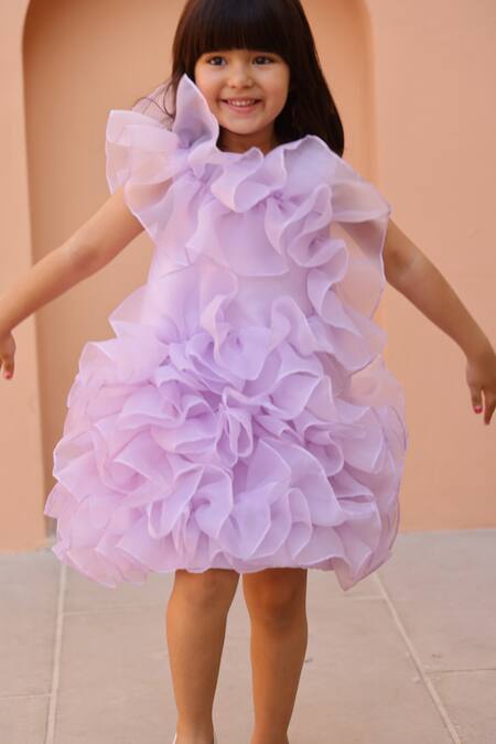 Janyas Closet Lavender Organza, Silk Ruffles Delight Dress Online at Aza Fashions Janyas Closet_Lavender Organza, Silk Ruffles Delight Dress_Online_at_Aza_Fashions