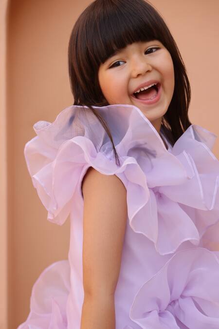 Buy Janyas Closet Lavender Organza, Silk Ruffles Delight Dress Online at Aza Fashions Buy_Janyas Closet_Lavender Organza, Silk Ruffles Delight Dress_Online_at_Aza_Fashions