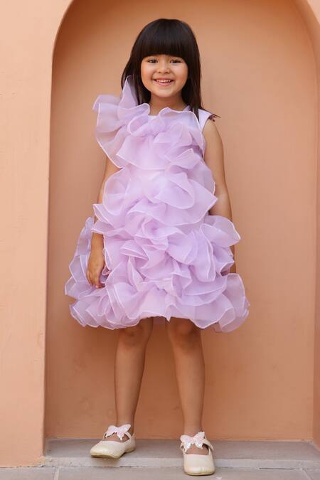 Shop Janyas Closet Lavender Organza, Silk Ruffles Delight Dress Online at Aza Fashions Shop_Janyas Closet_Lavender Organza, Silk Ruffles Delight Dress_Online_at_Aza_Fashions
