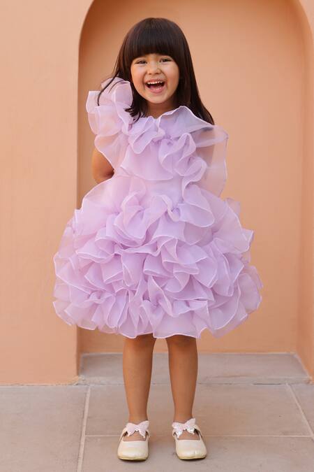 Shop Janyas Closet Lavender Organza, Silk Ruffles Delight Dress at Aza Fashions Shop_Janyas Closet_Lavender Organza, Silk Ruffles Delight Dress_at_Aza_Fashions