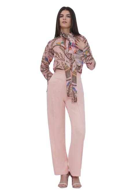 Limerick By Abirr N' Nanki Multi Color Organza Embroidery Collared Multicolor Stripe Textured Shirt Online at Aza Fashions Limerick By Abirr N' Nanki_Multi Color Organza Embroidery Collared Multicolor Stripe Textured Shirt _Online_at_Aza_Fashions