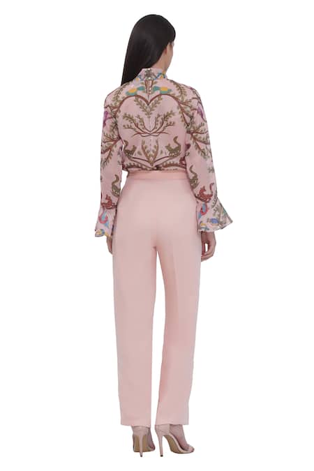 Shop Limerick By Abirr N' Nanki Multi Color Organza Embroidery Collared Multicolor Stripe Textured Shirt at Aza Fashions Shop_Limerick By Abirr N' Nanki_Multi Color Organza Embroidery Collared Multicolor Stripe Textured Shirt _at_Aza_Fashions