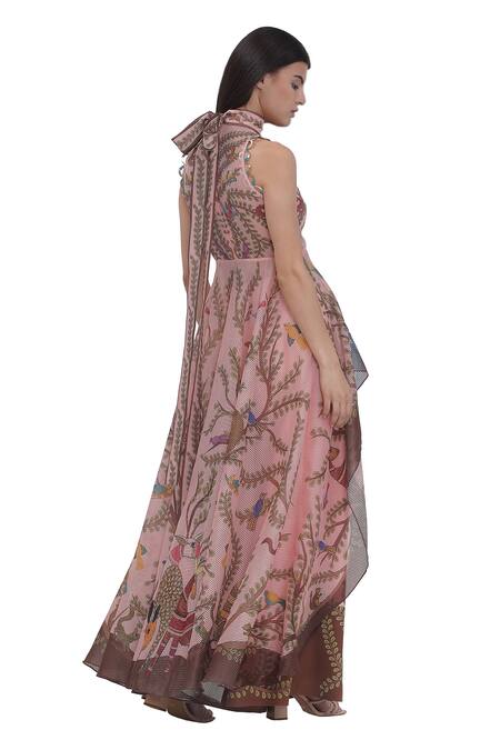 Shop Limerick By Abirr N' Nanki Multi Color Organza Embroidery High Neck Multicolor Asymmetrical Designer Kurta Online at Aza Fashions Shop_Limerick By Abirr N' Nanki_Multi Color Organza Embroidery High Neck Multicolor Asymmetrical Designer Kurta _Online_at_Aza_Fashions