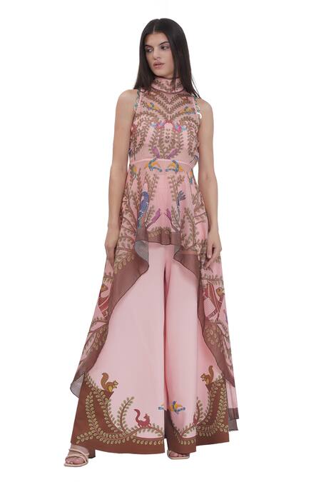 Limerick By Abirr N' Nanki Pink Crepe Embroidery Multicolor Palazzo Pant Online at Aza Fashions Limerick By Abirr N' Nanki_Pink Crepe Embroidery Multicolor Palazzo Pant _Online_at_Aza_Fashions