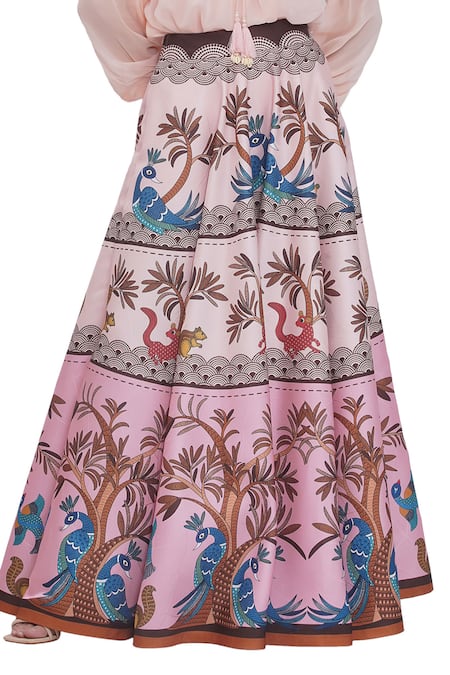 Limerick By Abirr N' Nanki_Multi Color Satin Multicolor Scallop Textured Skirt _Online_at_Aza_Fashions