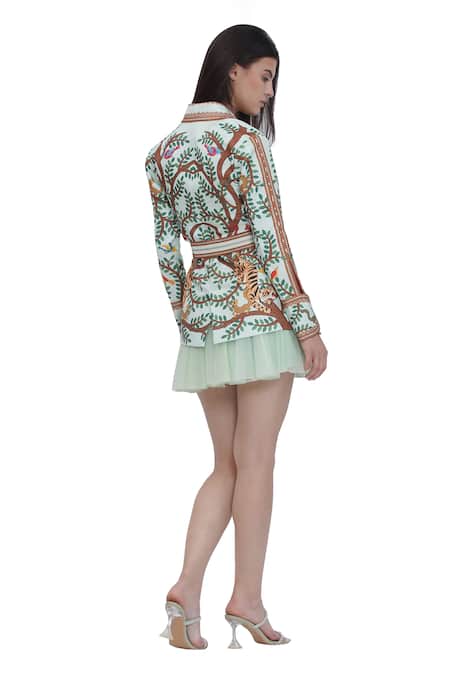 Limerick By Abirr N' Nanki Multicolor Scallop Textured Satin Jacket 