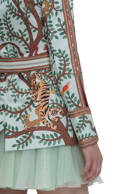 Limerick By Abirr N' Nanki_Multi Color Organza Embroidery Multicolor Fitted Skirt _at_Aza_Fashions