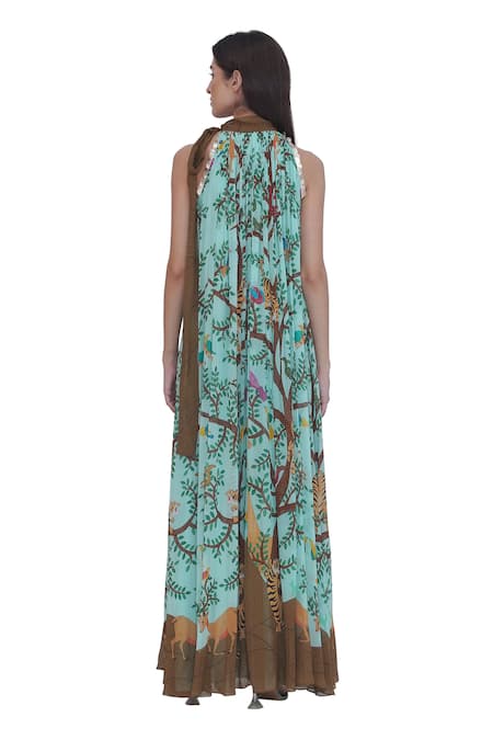 Limerick By Abirr N' Nanki Multicolor Printed Georgette Maxi Dress 