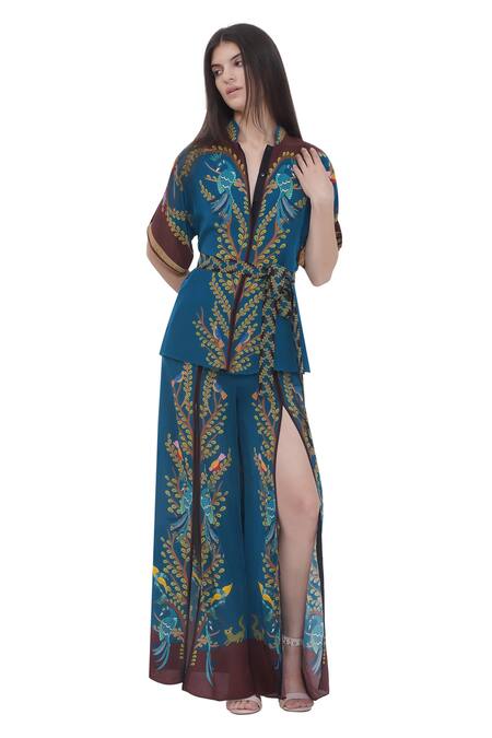 Limerick By Abirr N' Nanki Multi Color Crepe Embroidery Multicolor Pant Online at Aza Fashions Limerick By Abirr N' Nanki_Multi Color Crepe Embroidery Multicolor Pant _Online_at_Aza_Fashions