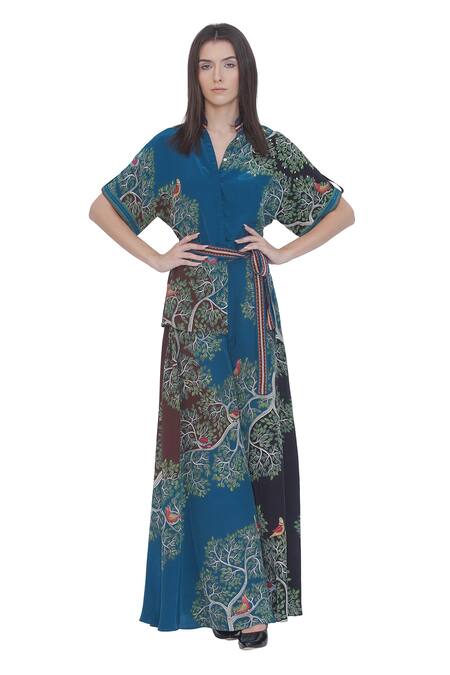 Limerick By Abirr N' Nanki_Blue Crepe Printed Palazzo Pant _Online_at_Aza_Fashions