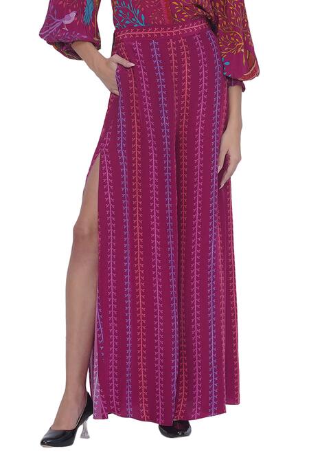 Limerick By Abirr N' Nanki Pink Crepe Floral Print Palazzo Pant Online at Aza Fashions Limerick By Abirr N' Nanki_Pink Crepe Floral Print Palazzo Pant _Online_at_Aza_Fashions