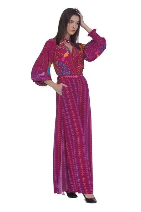 Shop Limerick By Abirr N' Nanki Pink Crepe Floral Print Palazzo Pant Online at Aza Fashions Shop_Limerick By Abirr N' Nanki_Pink Crepe Floral Print Palazzo Pant _Online_at_Aza_Fashions