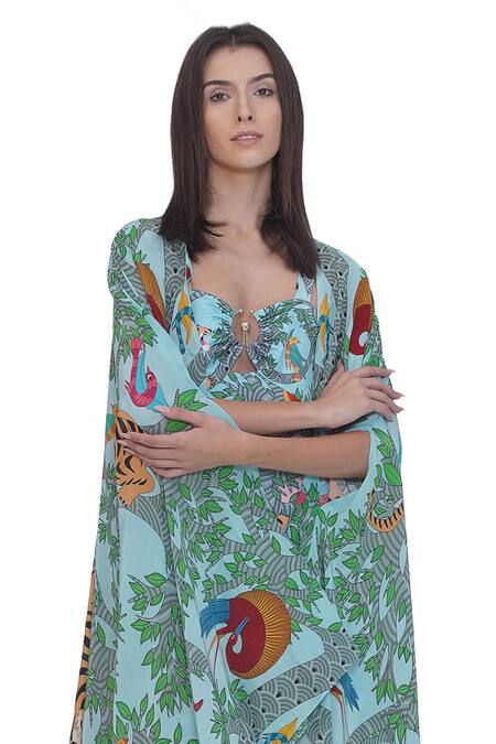 Buy_Limerick By Abirr N' Nanki_Multi Color Multicolor Printed Designer Cape _Online_at_Aza_Fashions