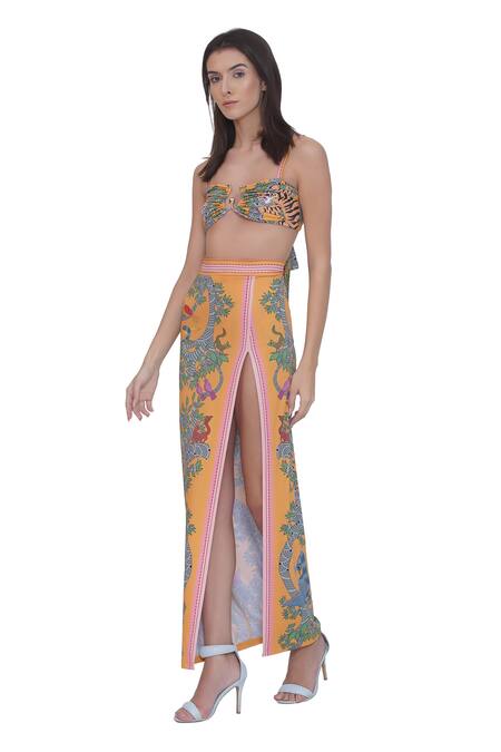 Shop_Limerick By Abirr N' Nanki_Multi Color Polyester, Spandex Multicolor Designer Cover Up Skirt _Online_at_Aza_Fashions