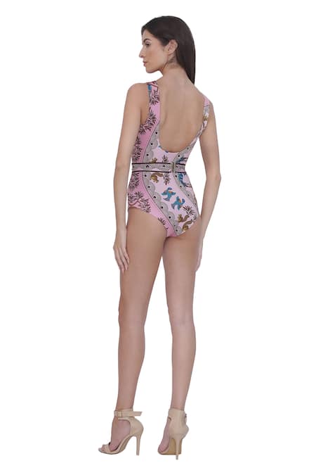 Limerick By Abirr N' Nanki Multicolor Designer Monokini with Belt 