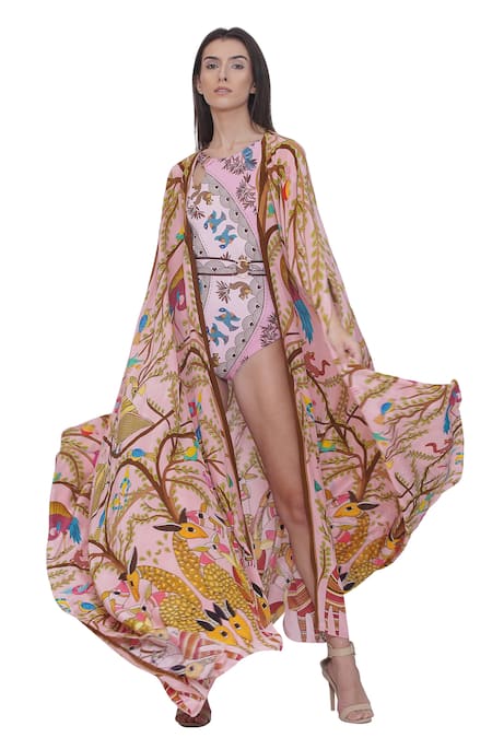 Limerick By Abirr N' Nanki_Multi Color Multicolor Printed Cape _Online_at_Aza_Fashions