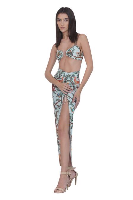 Limerick By Abirr N' Nanki_Multi Color Polyester, Spandex Multicolor Designer Cover Up Skirt _Online_at_Aza_Fashions