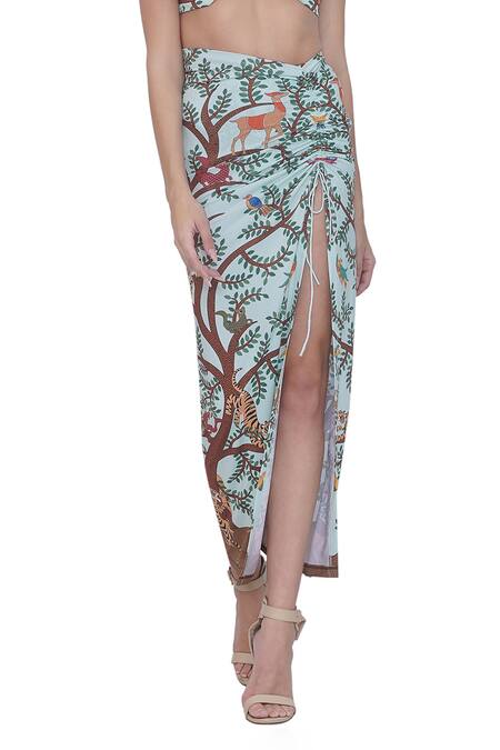 Shop_Limerick By Abirr N' Nanki_Multi Color Polyester, Spandex Multicolor Designer Cover Up Skirt _Online_at_Aza_Fashions