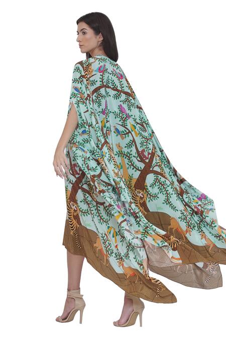 Limerick By Abirr N' Nanki_Multi Color Multicolor Printed Cape _at_Aza_Fashions