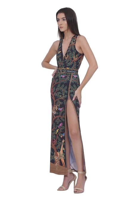 Limerick By Abirr N' Nanki_Multi Color Polyester, Spandex Multicolor Designer Cover Up Skirt _Online_at_Aza_Fashions