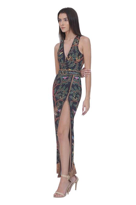 Buy_Limerick By Abirr N' Nanki_Multi Color Polyester, Spandex Multicolor Designer Cover Up Skirt _Online_at_Aza_Fashions