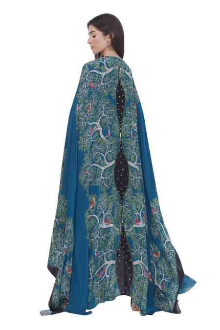 Buy_Limerick By Abirr N' Nanki_Multi Color Multicolor Printed Designer Cape _Online_at_Aza_Fashions