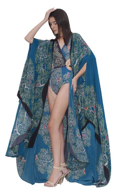 Limerick By Abirr N' Nanki_Multi Color Multicolor Printed Designer Cape _at_Aza_Fashions