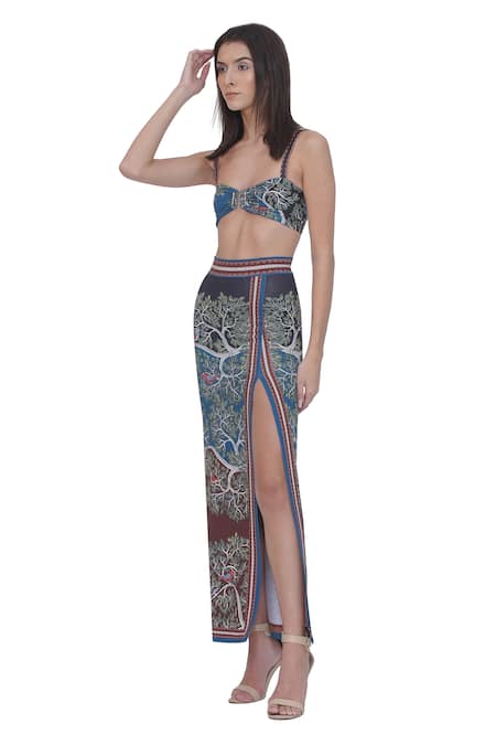 Shop_Limerick By Abirr N' Nanki_Multi Color Polyester, Spandex Scoop Neck Multicolor Designer Bikini Set _Online_at_Aza_Fashions