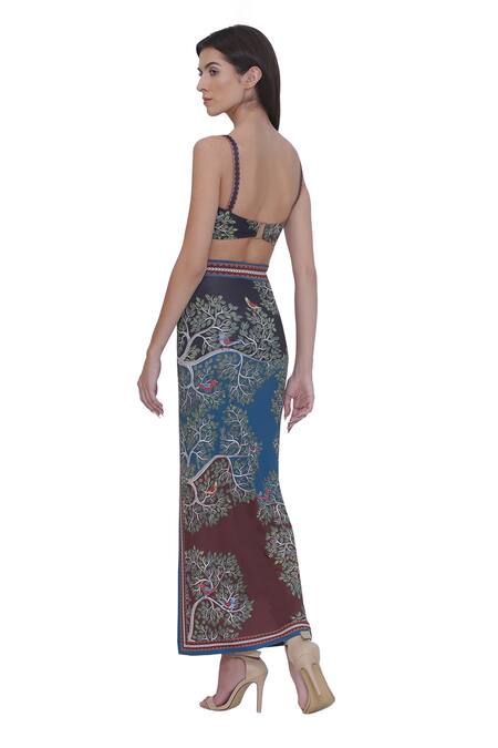 Buy_Limerick By Abirr N' Nanki_Multi Color Polyester, Spandex Multicolor Fitted Cover Up Skirt _Online_at_Aza_Fashions