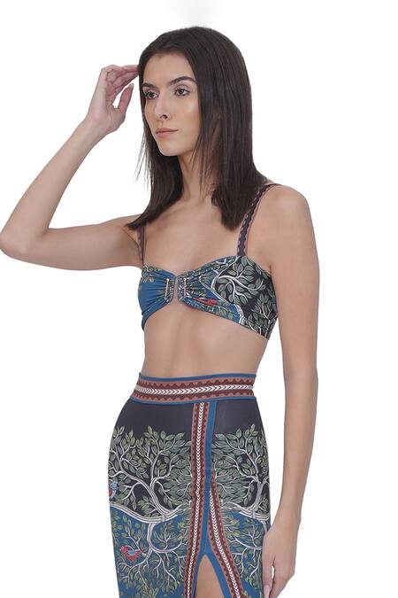 Buy_Limerick By Abirr N' Nanki_Multi Color Polyester, Spandex Multicolor Fitted Cover Up Skirt 