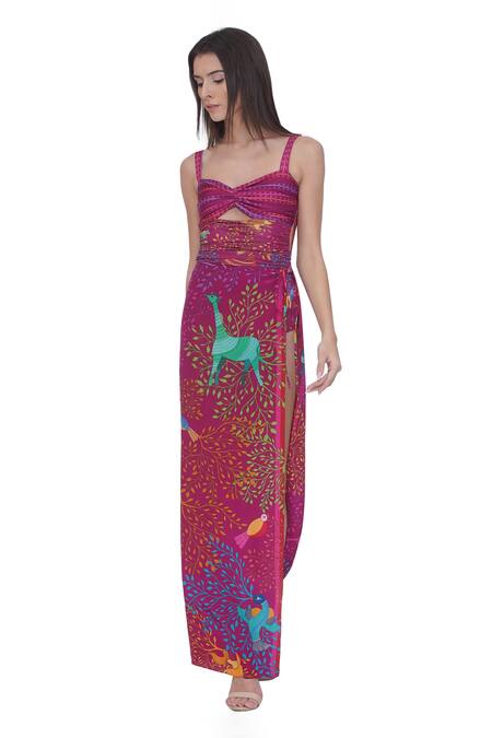 Limerick By Abirr N' Nanki_Pink Polyester, Spandex Square Neck Fitted Designer Monokini _at_Aza_Fashions