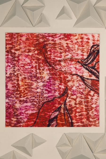 Unallume By Nisha Scarlet Petals Silk Pocket Square 