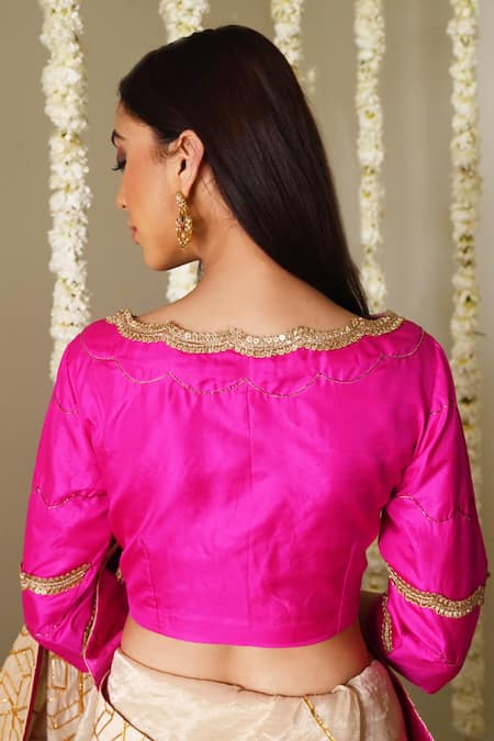 Shorshe Clothing Hot Pink Designer Saree Blouse 