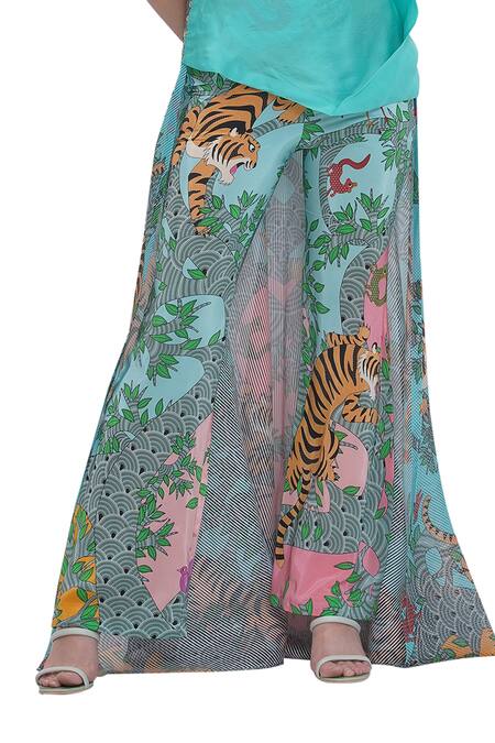 Shop_Limerick By Abirr N' Nanki_Blue Crepe Palazzo Pant _Online_at_Aza_Fashions