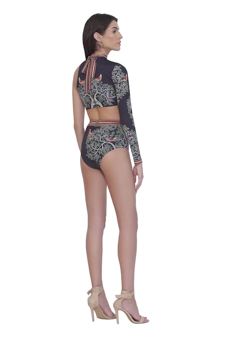 Limerick By Abirr N' Nanki Designer Black Printed Bikini Set 