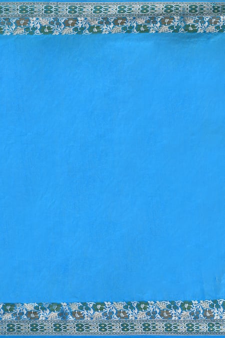 Shop_Samyukta Singhania_Sky Blue Silk Embroidery Banarasi Saree Set _Online_at_Aza_Fashions