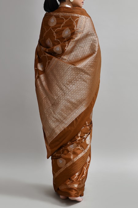 Samyukta Singhania Brown Silk Banarasi Saree With Blouse 