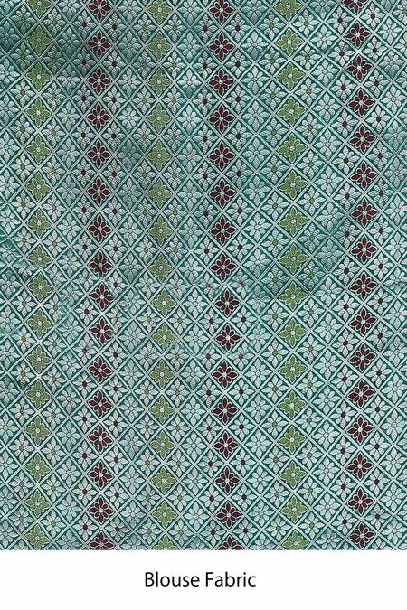 Shop_Samyukta Singhania_Green Silk Weaving Banarasi Saree Set _Online_at_Aza_Fashions