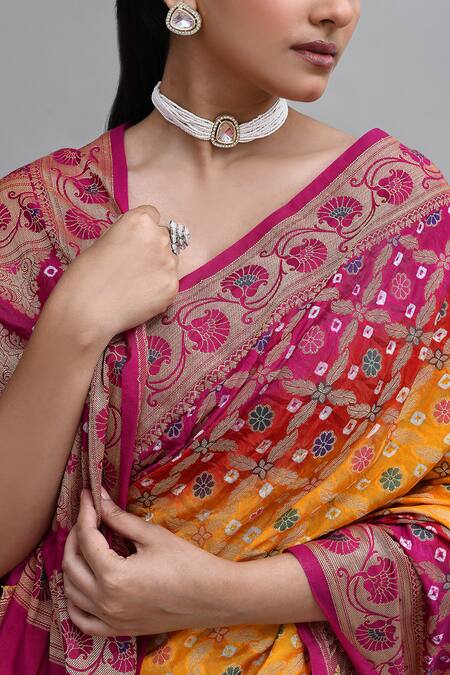 Samyukta Singhania_Yellow Silk Banarasi Saree With Blouse _at_Aza_Fashions