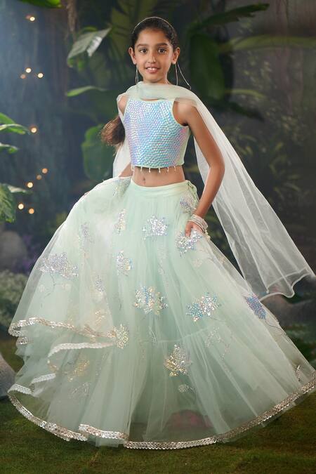 Shop Panchhi By Kanupriya Tibrewala Sky Blue Silk Organza, Tulle Sequins, Embroidery Designer Lehenga Set at Aza Fashions Shop_Panchhi By Kanupriya Tibrewala_Sky Blue Silk Organza, Tulle Sequins, Embroidery Designer Lehenga Set_at_Aza_Fashions
