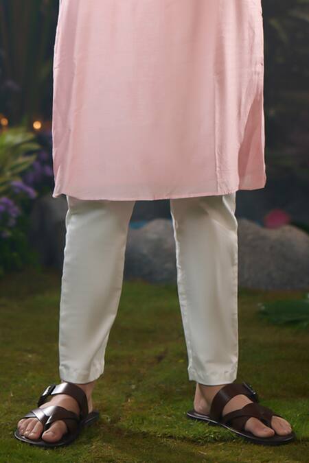 Panchhi By Kanupriya Tibrewala_Blush Silk, Cotton Satin Embroidery Pink Designer Kurta Set_Online_at_Aza_Fashions